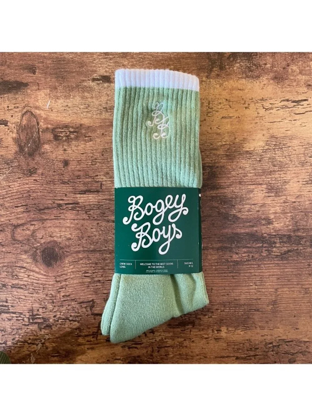 Bogey Boys by Macklemore Mens Essential Crew Socks Sz 9-12 Green White Golf